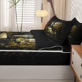 thumbnail image 5 of Homewish Spooky Skull Skeleton Zipper Full Size Comforter Sets with Fitted Sheet and 2 Pillowcases,Goth Halloween Zipper Bedding Set,Yellow,Black Reversible,4pcs, 5 of 8