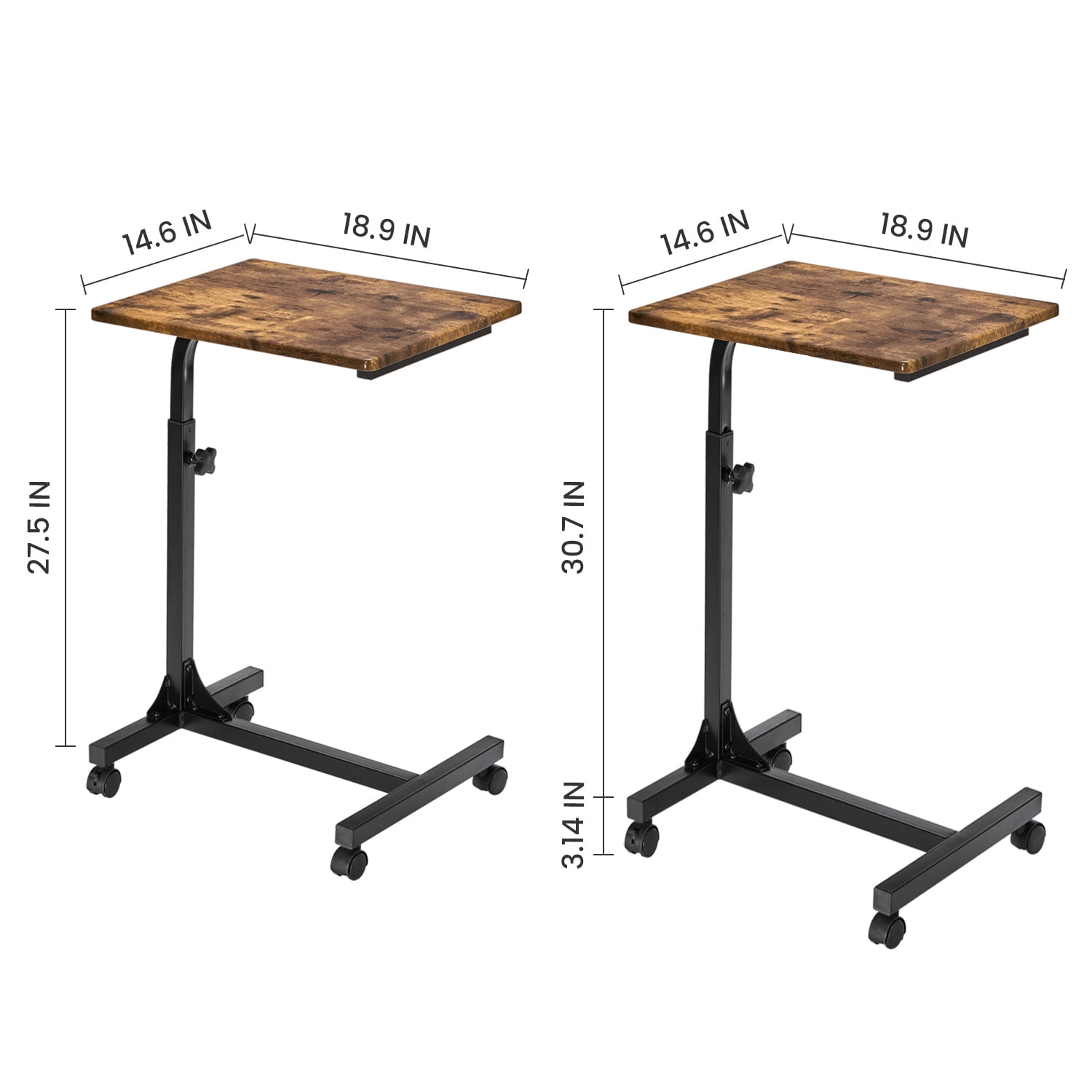 Kepooman Portable Laptop Desk with Casters, Rolling Computer Stand with Adjustable Height, Sturdy and Ergonomic, Brown & Black Kepooman Portable Laptop Desk with Casters, Rolling Computer Stand with Adjustable Height, Sturdy and Ergonomic, Brown & Black