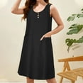 thumbnail image 2 of Yuzhih Summer Dresses for Women Casual Loose Scoop Neck Tank Dress Button down Sleeveless Dress with Pockets, 2 of 5