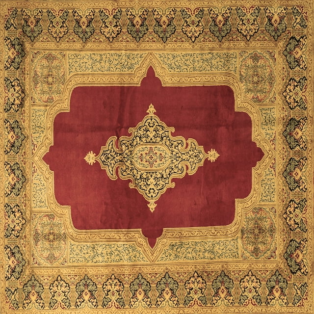 Ahgly Company Indoor Square Medallion Brown Traditional Area Rugs, 6' Square