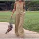 thumbnail image 4 of Clacive-Conjunto de dos piezas de lino blanco para mujer, camiseta sin mangas a la moda, última novedad, pantalones anchos de cintura alta a juego, verano 2024, 4 of 5
