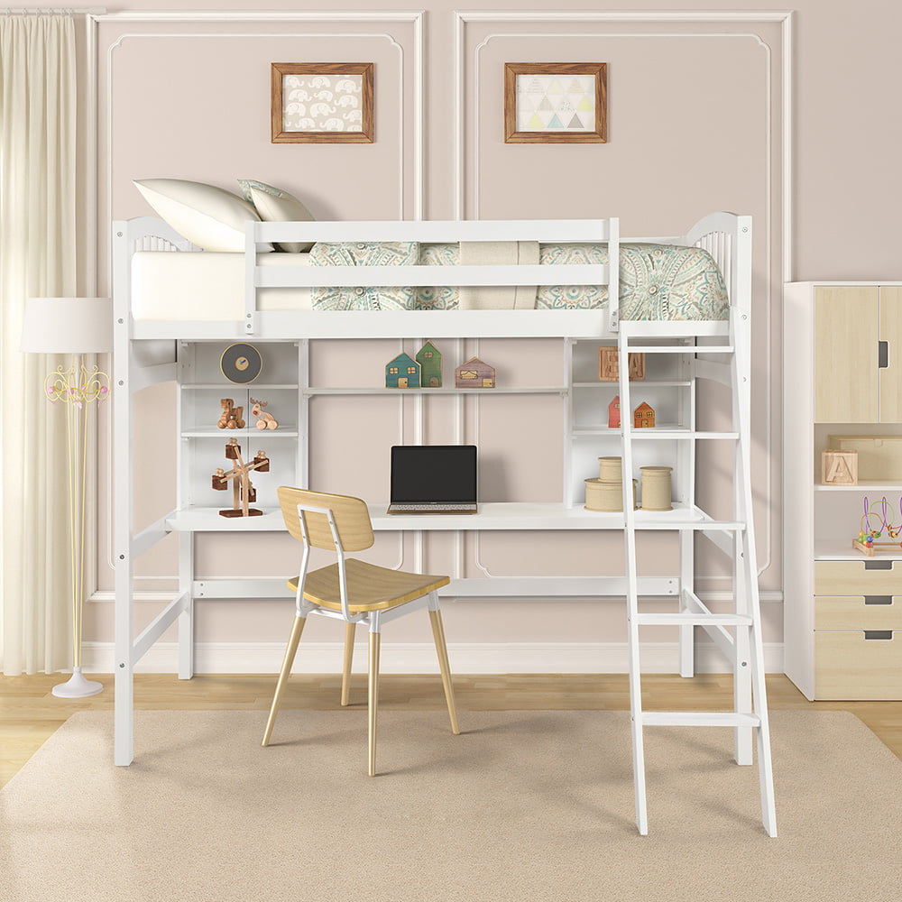twin loft bed with desk and storage