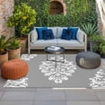 thumbnail image 2 of Baroque Grey Outdoor Rug for Patio/Deck/Porch, Non-Slip Large Area Rug 5 x 7 Ft, Vintage Damask Classic Floral Indoor Outdoor Rugs Washable Area Rugs, Reversible Camping Rug Carpet Runner, 2 of 8