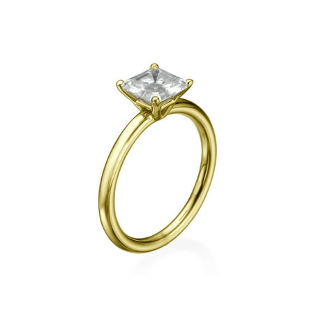 Asscher Cut Vs Princess Cut 8.00MM Forever One D-F VS Moissanite Engagement Ring (0.96 ct Moissanite Weight, 3.14 ct dew) Asscher Cut 14K Gold ()