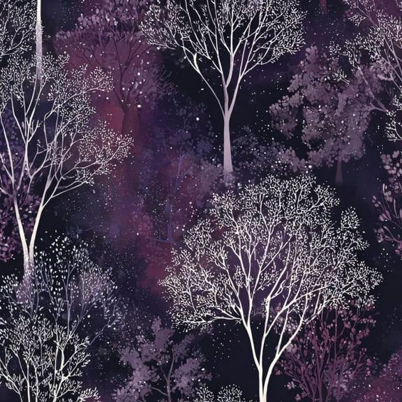 Peel and Stick Wallpaper 23.6in x 9.8ft Whimsical Purple Forest White Silhouetted Trees Starry Contact Paper Vinyl Waterproof Self Adhesive Wall Paper for Bedroom Shelf Cabinet Renter Friendly