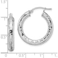 thumbnail image 4 of Sterling Silver Rhodium-Plated 4.00mm Diamond-Cut Hoop Earrings (26 X 25) Made In Mexico qe3546, 4 of 5