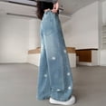 thumbnail image 5 of Coerni Girls Baggy Y2K Jeans Elastic Waisted Straight Wide Leg Denim Pants with Star Print Trendy Streetwear Boyfriend Skater Pants, 5 of 9
