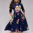 thumbnail image 2 of RYDCOT Women Elegent A-line Vintage Printing Party Vestidos Dress Blue M, 2 of 7