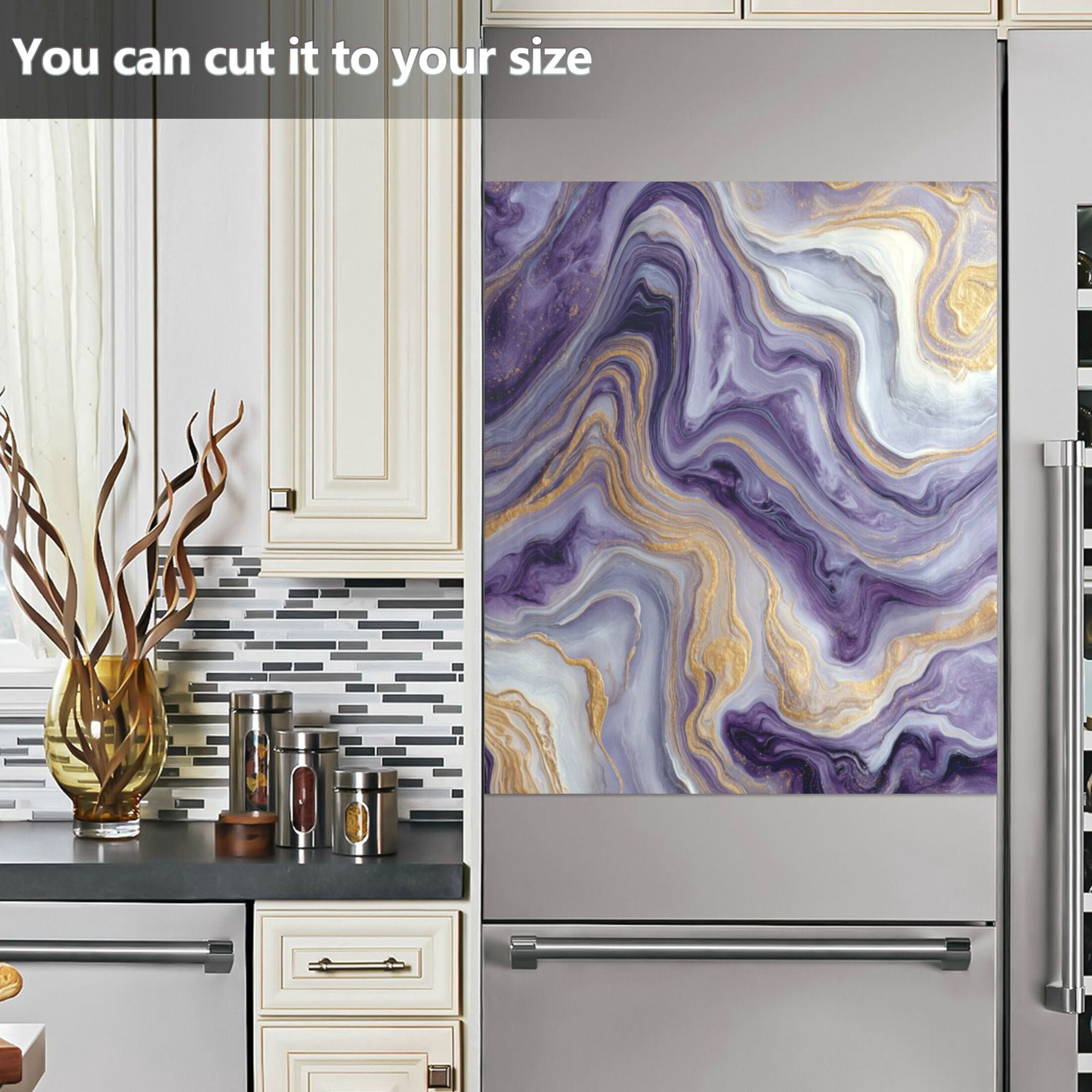 Dishwasher Magnetic Refrigerator Magnet Cover Sticker Home Decorative 23"x26" Purple Marble Pattern