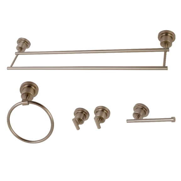 Kingston Brass BAH8213478SN Concord 5-Piece 24-Inch Dual Towel Bar Bathroom Accessory Set in Brushed Nickel