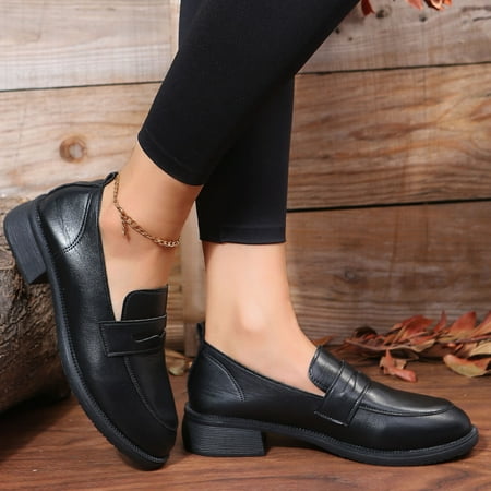 

Middle Heels for Women Toe SlipOn Shoes Flat Solid Single Casual Comfortable Women Color Breathable Round Women s Casual Shoes PU Dress Sandals for Women Black
