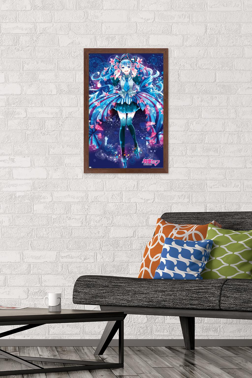 Hatsune Miku - Flowers Wall Poster, 14.725" x 22.375", Framed