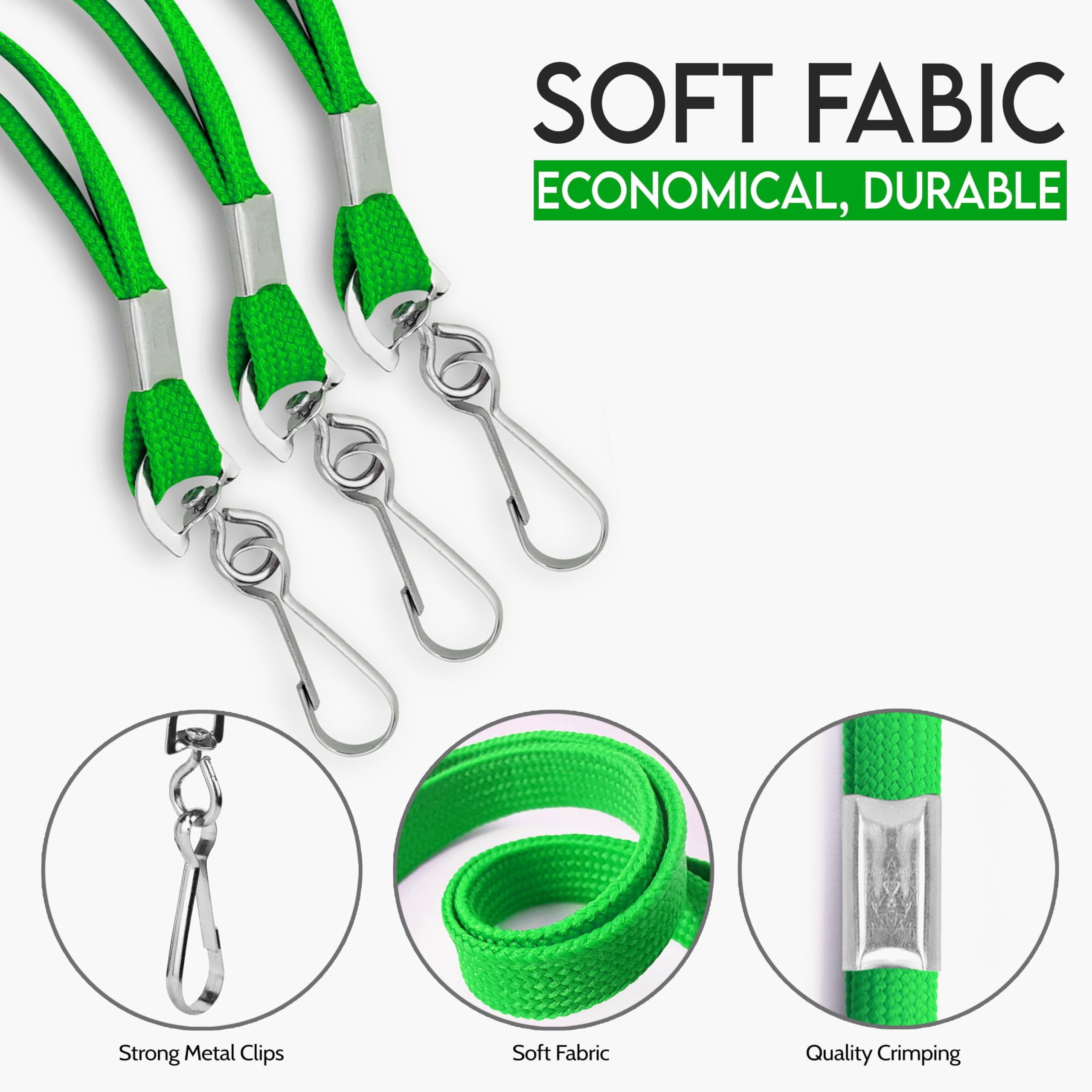100-pack Green Lanyards For Id Badges With Swivel J-hooks - Versatile Neck Lanyard Keys  Card Holders Whistles And More Ideal Offices Teachers Cruise Ship Cards