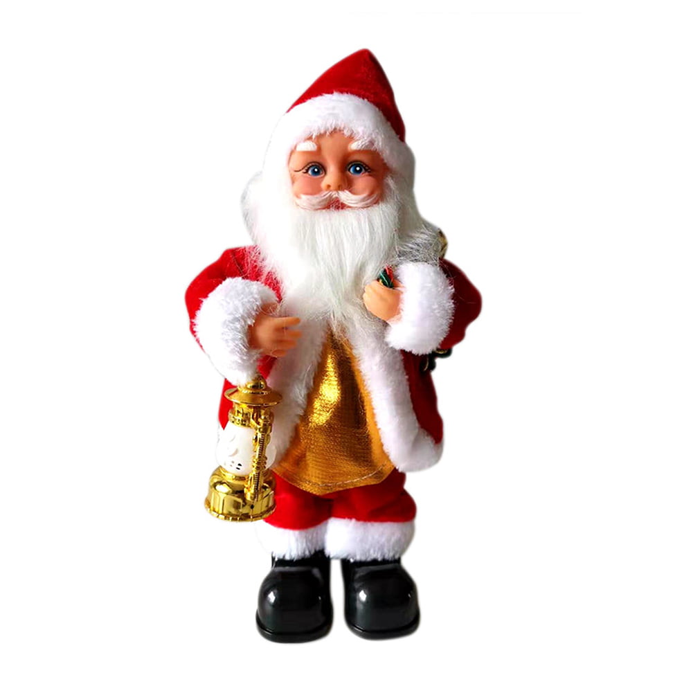 Santa Claus dances with music and lights as decoration or toy for children 