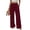 Wine -AJ10, variant on Dwellite Wide Leg Pants for Women Flowy Palazzo Drawstring Elastic Waist Trousers with Pockets Summer Beach Vacation Light Brown L
