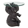 thumbnail image 2 of Linon Barney Bear Resin Accent Table Glass Top with Beveled Edge in Dark Brown, 2 of 7