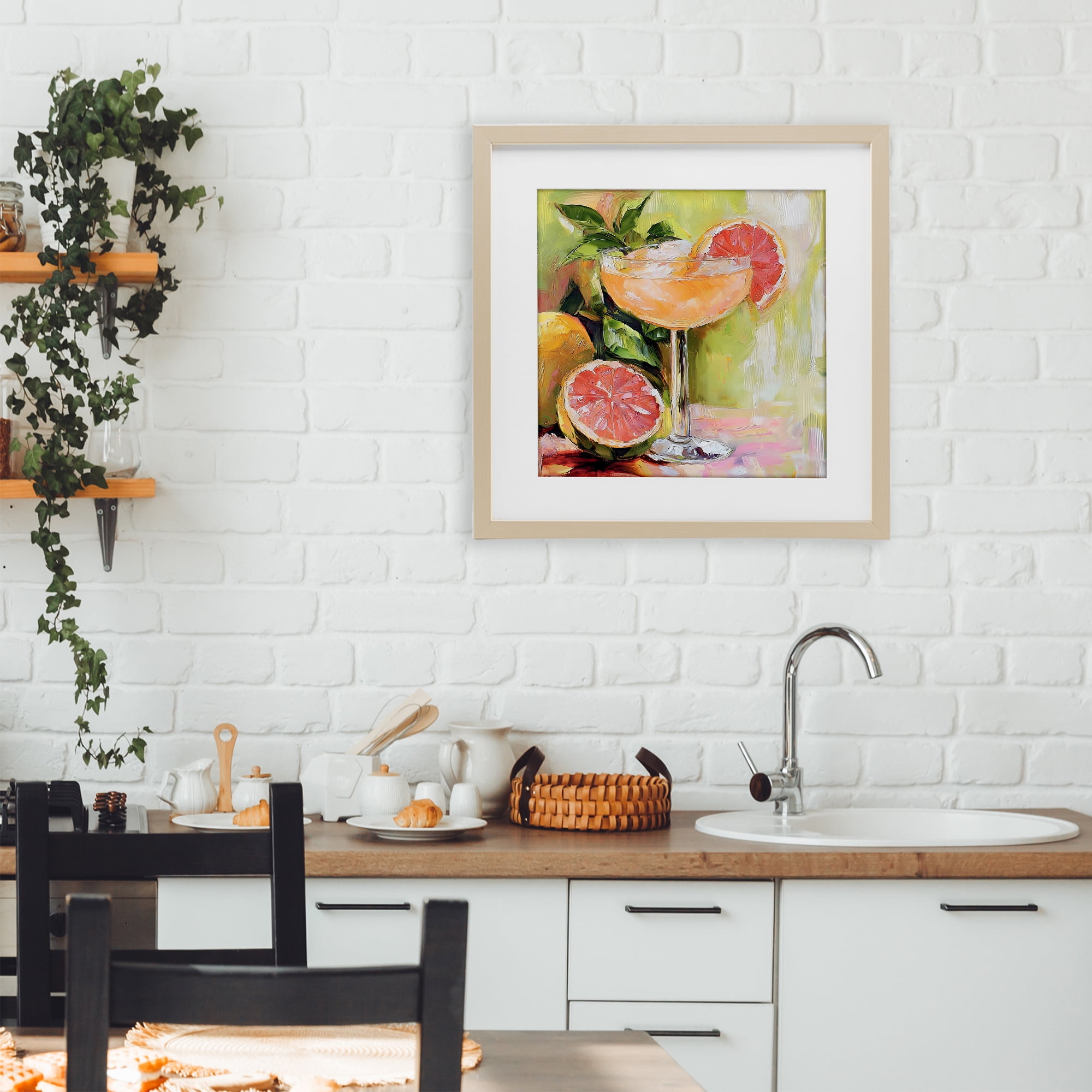 Stupell Industries Grapefruit Summer Cocktail Birch Framed Print Under Glass, design by Riley B