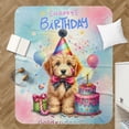 thumbnail image 4 of Happy Birthday Cute Puppy Goldendoodle with Cake Gifts Party Hat Cozy Sherpa Blanket Doodle Dog Lover Gifts Idea Warm Soft Throw Blanket - 00029, 4 of 5