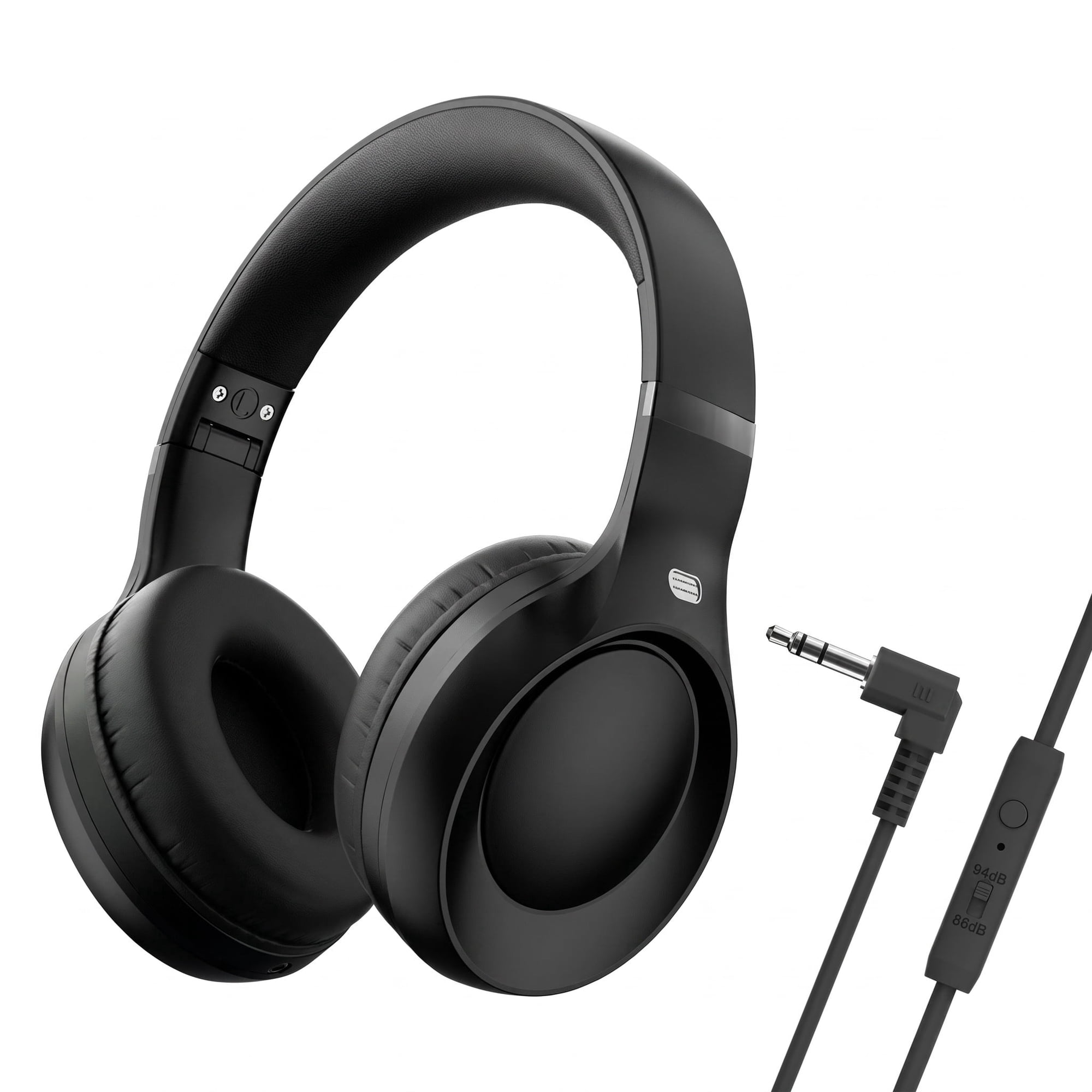 Pedoxline Kids Headphones with Microphone, Foldable 85/94dB Safe Volume Stereo Adjustable over Ear Headphones for Kids, Girls, Boys, Children, Wired Kids Headphones for School Tablet-Black