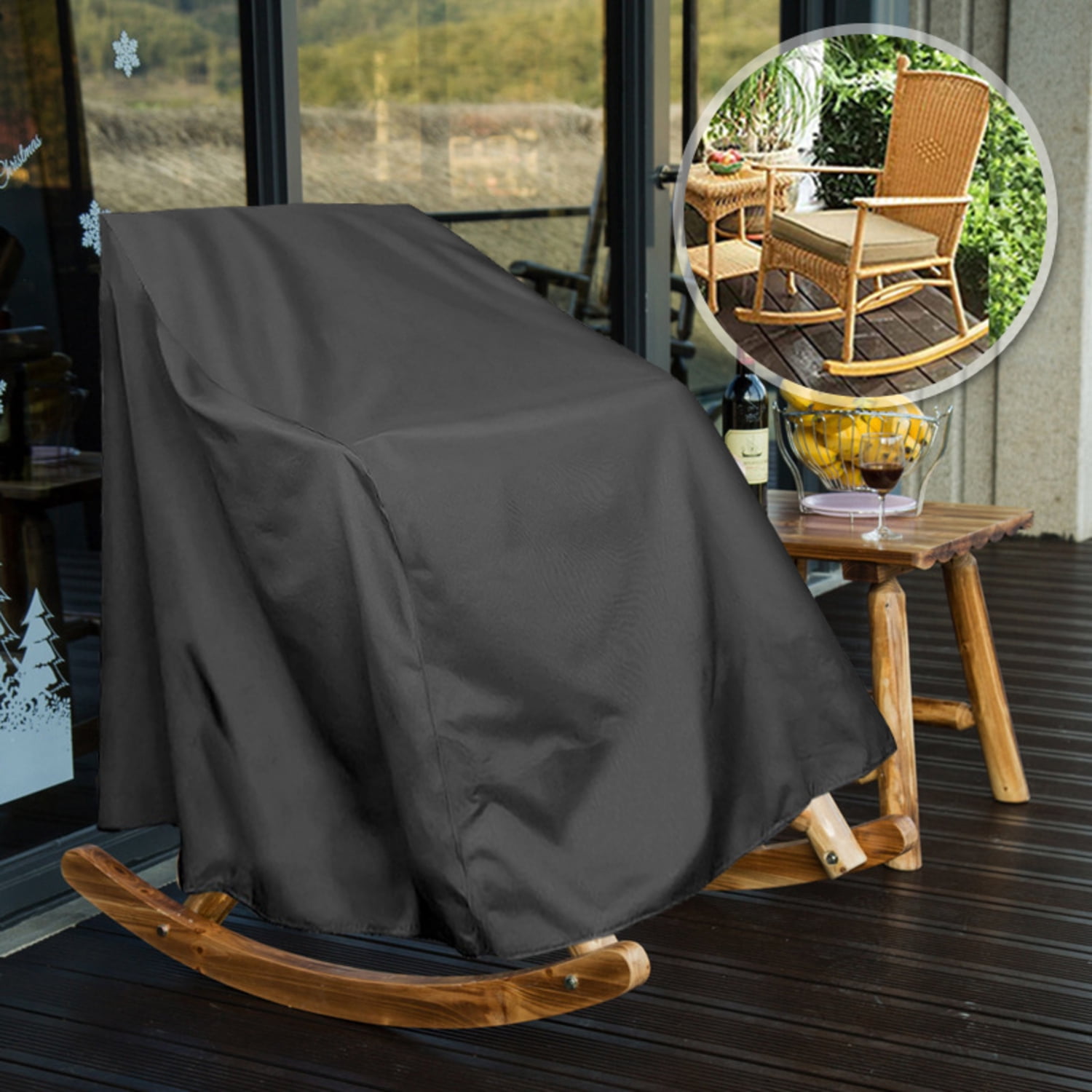 OPTUTUS 2-Pack Patio Rocking Chair Covers, 35 x 38 x 29 Inches Waterproof Oxford Fabric Chair Furniture Covers