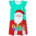 thumbnail image 5 of Weebloom Girls Christmas Pajamas Xmas Print Nightgown Flutter Sleeve Dress Soft Kids Holiday Pajama Party Cute Comfortable Bedtime Outfit Pj'S Girls Loungewear Mint Green 5-6 Years, 5 of 5