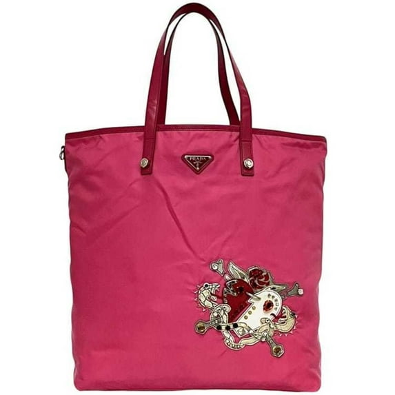 Pre-Owned Prada Tote Bag ec-24459 Pink Tessuto B4605C Nylon Saffiano Leather 110... (Good)