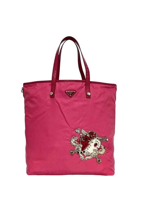 Pre-Owned Prada Tote Bag ec-24459 Pink Tessuto B4605C Nylon Saffiano Leather 110... (Good)
