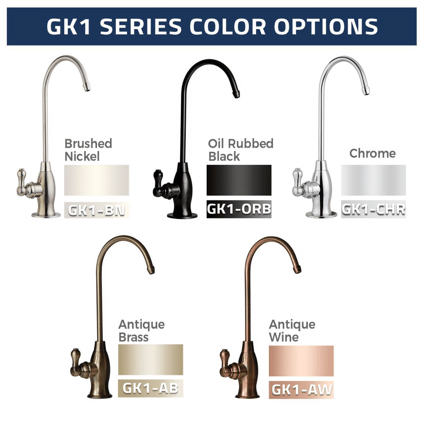 iSpring GK1-BN Heavy Duty Reverse Osmosis, High Spout Kitchen Bar Sink Drinking Water, Contemporary RO Faucet, Brushed Nickel