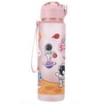 thumbnail image 5 of Yucurem 800ml Cartoon Space Water Bottle with Straw & Handle for Outdoor Sports Water Bottles for Sports (Pink), 5 of 10