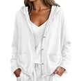 thumbnail image 2 of IUYRTFE Women's Cotton Linen Zip Up Hooded Jacket Long Sleeve Relaxed Fit Casual Lightweight Coat, 2 of 6