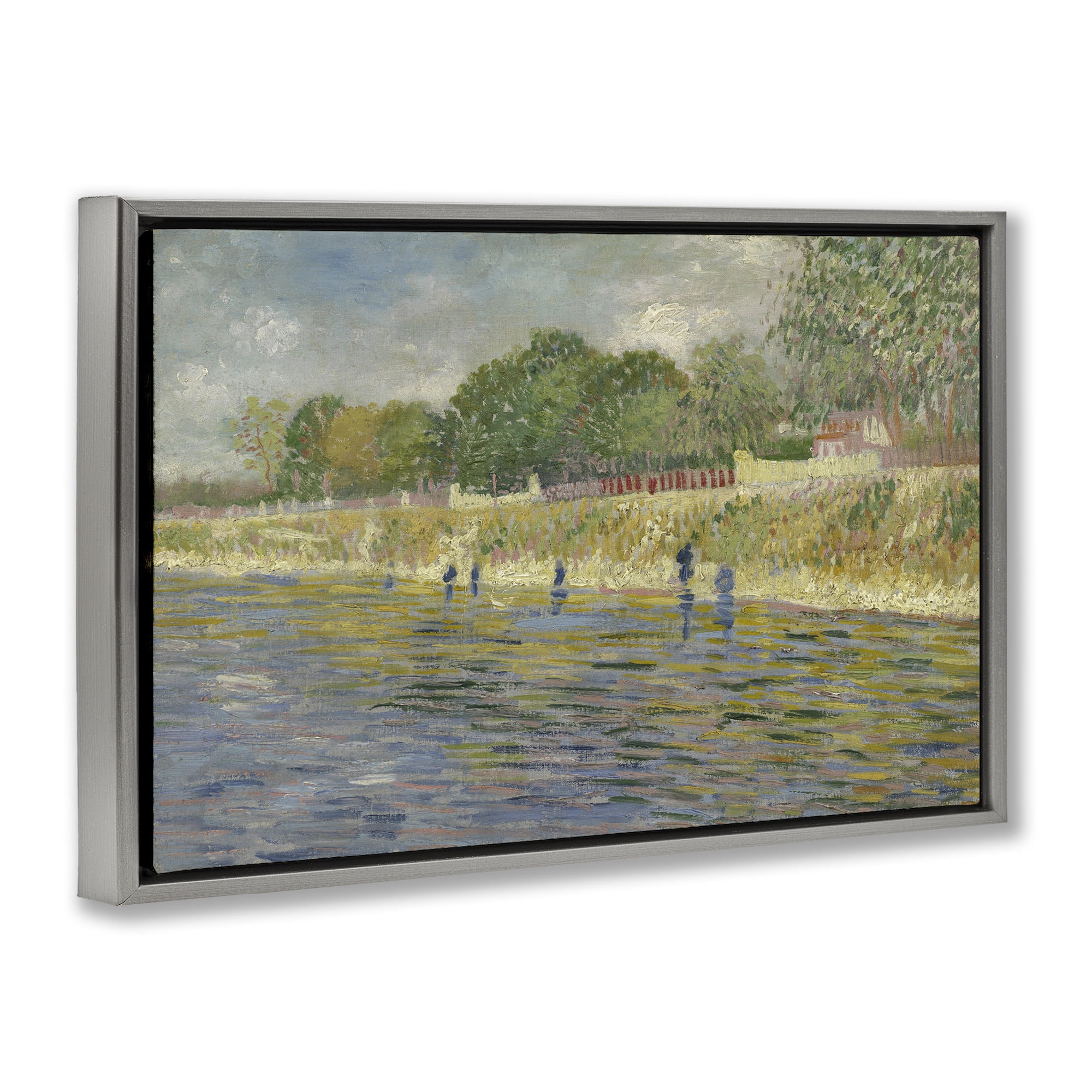 Stupell Industries Classic Van Gogh River Landscape Landscape & Nature Painting Gray Floater Framed Canvas Art Print Wall Art, 31 x 21
