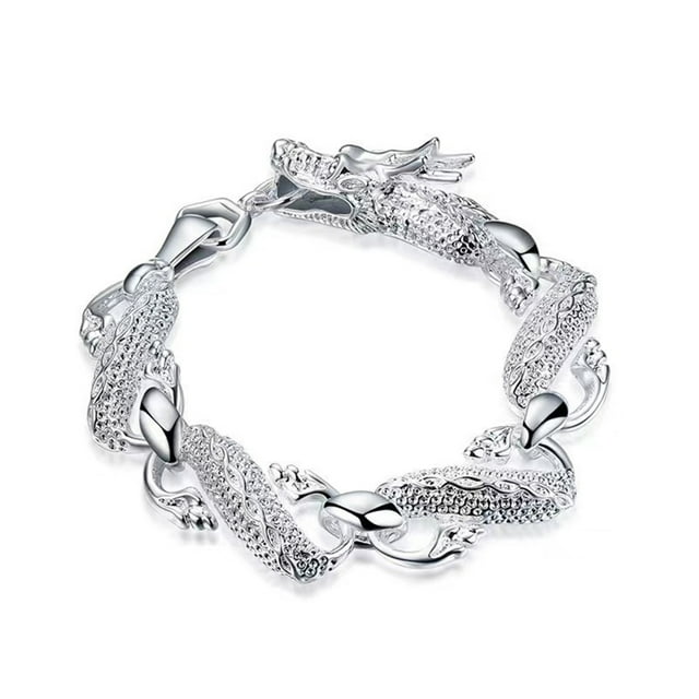 Youkk Unique And Exquisite Classic Big Dragon 925 Sterling Silver Bracelets Silver