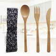 thumbnail image 3 of 4pcs Bamboo Forks Spoons Cutters Set Japanese Style Wood Cutlery Tableware for Dinner Barbecue (Spoon Fork Cutter and Cloth Bag), 3 of 8