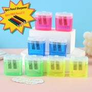 Back to School Supplies under $1 Gnobogi 4PC Double Hole Pencil Sharpener with Cover Color Pencil Sharpener Portable Metal Blade Pencil Sharpener Clearance