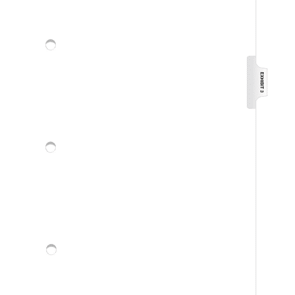 Exhibitindexes® 3 Hole Punched Side Exhibit Tabs Letter Size AVE Style Bold Font Package of 25 - Made in The USA