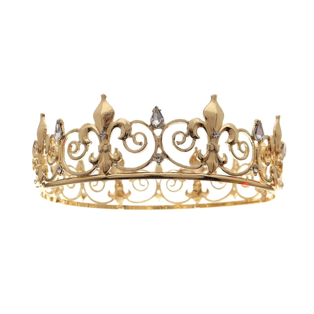 Coronas de rey doradas para hombres y mujeres, corona de príncipe real de metal y tiaras para cumpleaños, fiesta de graduación, disfraz
