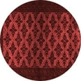 thumbnail image 1 of Ahgly Company Machine Washable Indoor Round Abstract Red Modern Area Rugs, 4' Round, 1 of 4
