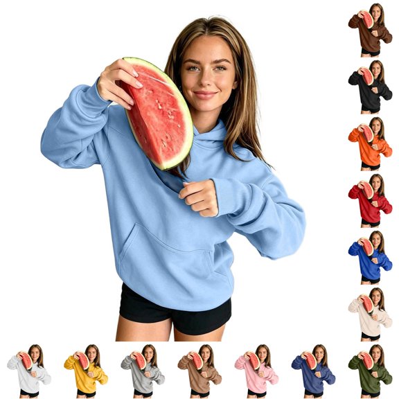 Women's Oversized Hoodie with Earphone Pocket & Kangaroo Pouch Pullover