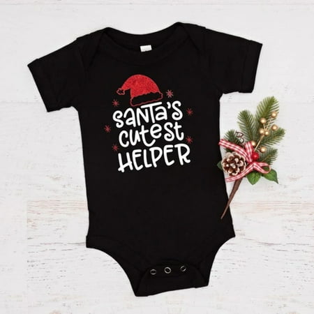 

Santa s Cutest Helper Glitter Baby Onesie