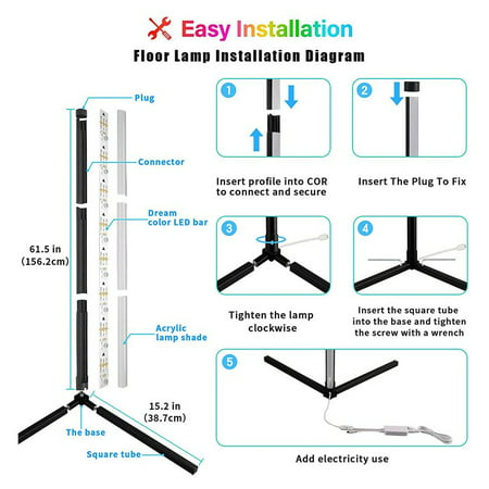 Sy Lashahope Led Floor Lamp Rgb, How Much Electricity Does A Floor Lamp Use