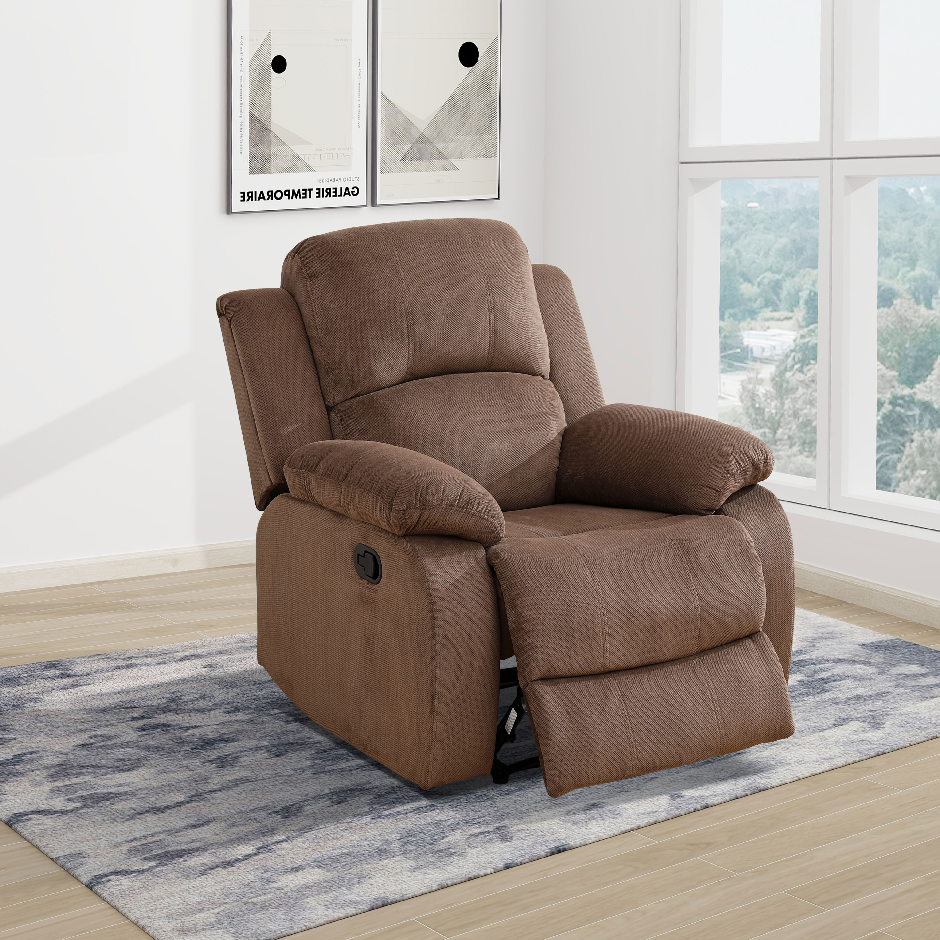 MAYEERTY Non-Spinning Fabric Recliner Chair, Adjustable Recline for Living Room Bedroom