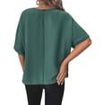 thumbnail image 2 of Hanerdun Women Tie Up Casual Blouses Tops Female Shirts Crew Neck Tee Green XL, 2 of 5