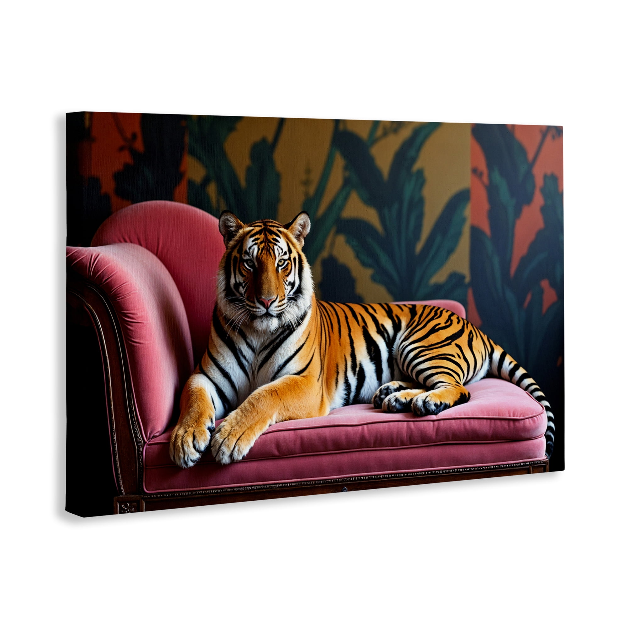 Exotic Tiger Lounging Canvas Wall Art, design by Lettered and Lined