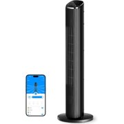 Black Tower Fan for Bedroom, 36" Smart Floor Fan with App/Voice Control, Temperature Sensor, 5 Modes 8 Speeds(25ft/s), 29dB Quiet Oscillating Fan for Office, 24H Timer, Auto Cooling