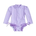 thumbnail image 2 of eczipvz Swim Suits for Girls Baby Girls Long Sleeve One Piece Rash Guard Swimsuit with Zipper, UPF 50+ Sun Protection(Light Purple,6-12 Months), 2 of 4
