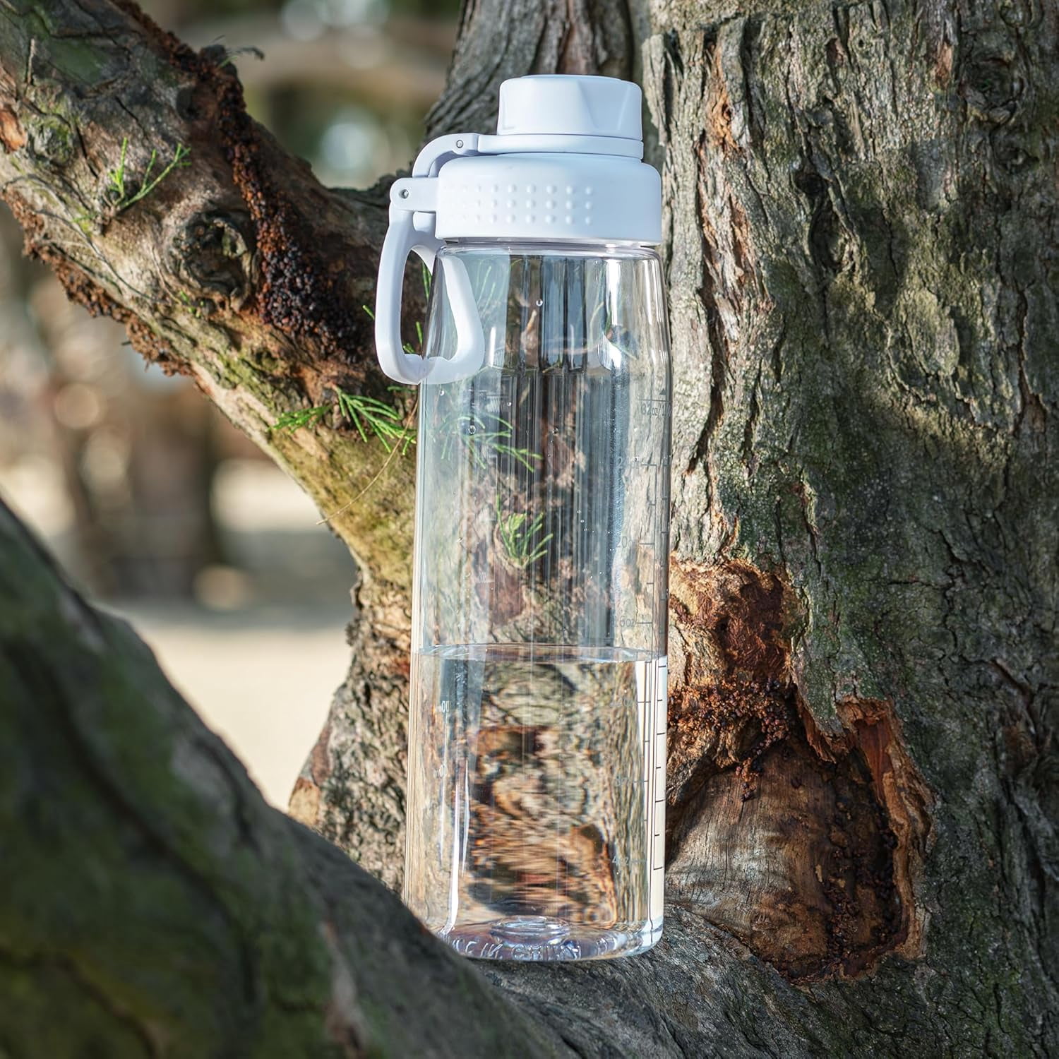 Water Bottle 32oz, clear water bottle with Chug Lid and Carry Handle, Reusable, Tritan, BPA Free, Hiking Water Bottle Suitable for Travel, Outdoors, Gym, Travel, Home, School (Clear)