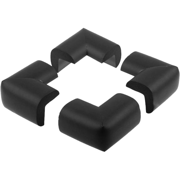 4 Pieces Set Corner Protector | Baby Proofing Table Corner Bumper Guard | Child Safety Furniture Fireplace Corner Edge Guards | Soft Foam | Safe Corner Cushion | Pre-Taped | (Black)
