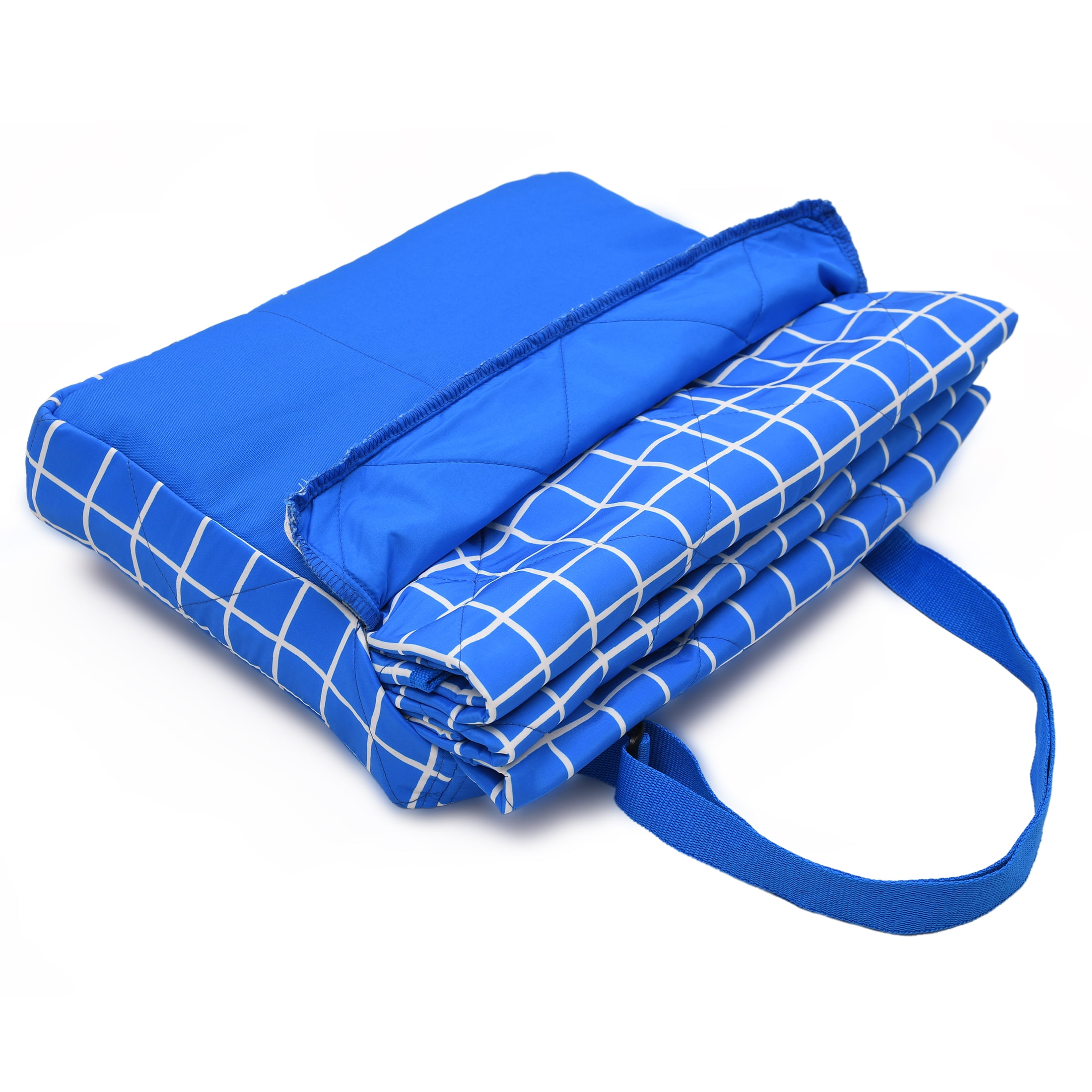Mainstays Beach Blanket, Sand and Water Resistant, 79" x 59", Blue Grid