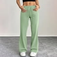 thumbnail image 4 of Wutalume Women's Elastic Drawstring Yoga Sweatpants - Flared Loose Trousers for Outdoor Exercise, Comfy Casual Pants,Light Green XL, 4 of 7