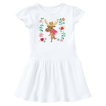 

Inktastic Woodland Moose Spring Flowers Gift Toddler Girl Dress